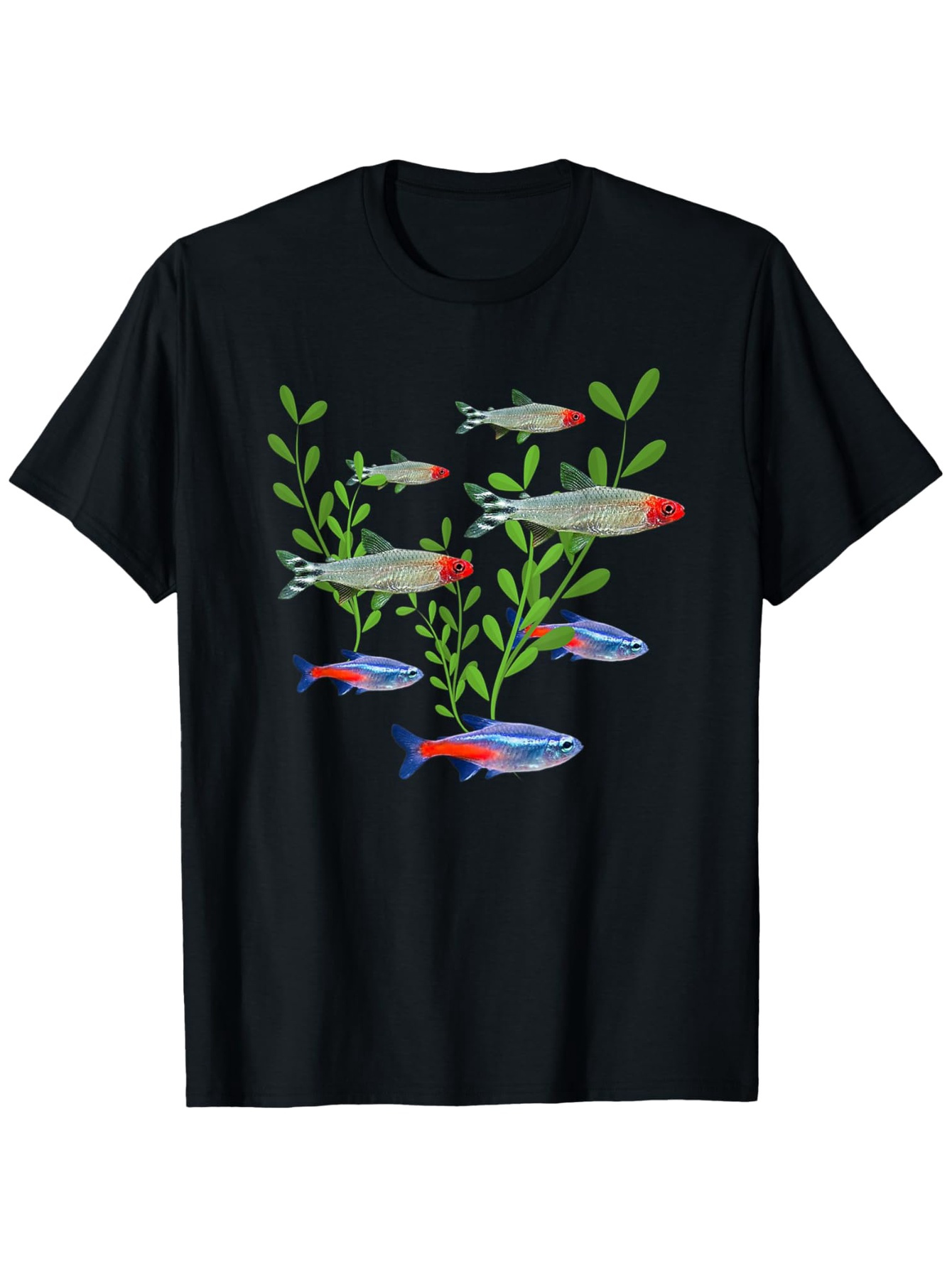 Tetra Fish In Aquarium - Męska koszulka z nadrukiem neonowych i