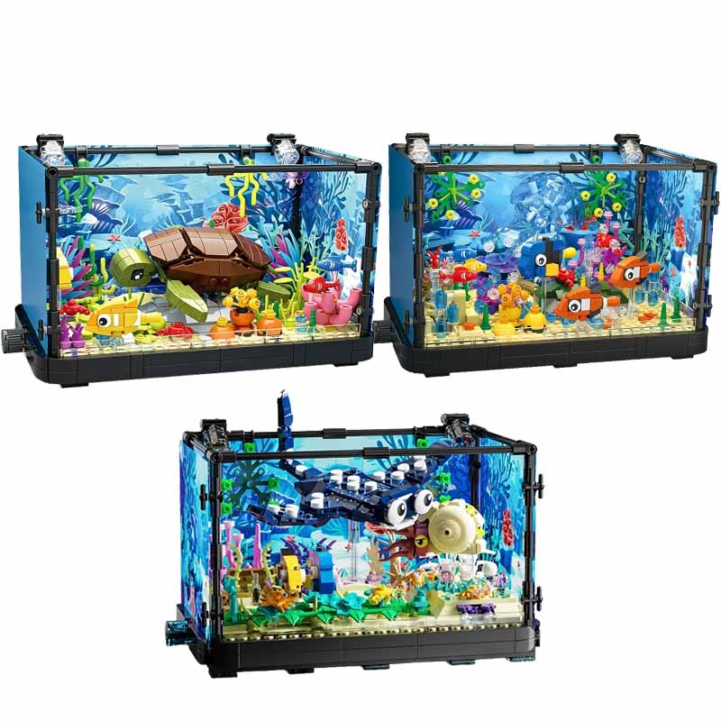 Fish Toys For Aquarium - Zestaw klocków do budowy akwarium ze